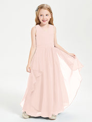 Robes de Demoiselle d'Honneur Junior en Mousseline de Style Boho Rose Perle