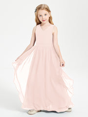 Robes de Demoiselle d'Honneur Junior en Mousseline de Style Boho Rose Perle