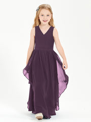 Robes de Demoiselle d'Honneur Junior en Mousseline de Style Boho Plum