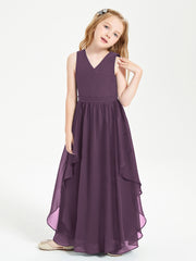 Robes de Demoiselle d'Honneur Junior en Mousseline de Style Boho Plum