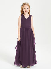 Robes de Demoiselle d'Honneur Junior en Mousseline de Style Boho Plum
