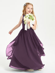 Robes de Demoiselle d'Honneur Junior en Mousseline de Style Boho Plum