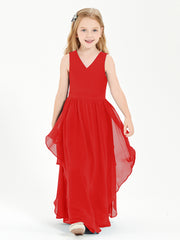 Robes de Demoiselle d'Honneur Junior en Mousseline de Style Boho Rouge