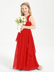 Robes de Demoiselle d'Honneur Junior en Mousseline de Style Boho Rouge