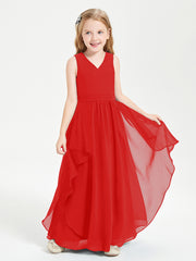 Robes de Demoiselle d'Honneur Junior en Mousseline de Style Boho Rouge