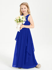 Robes de Demoiselle d'Honneur Junior en Mousseline de Style Boho Bleu Royale