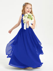 Robes de Demoiselle d'Honneur Junior en Mousseline de Style Boho Bleu Royale