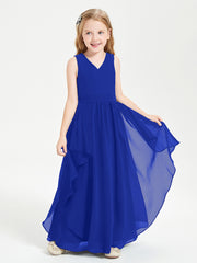 Robes de Demoiselle d'Honneur Junior en Mousseline de Style Boho Bleu Royale
