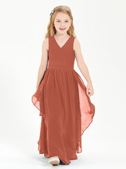 Robes de Demoiselle d'Honneur Junior en Mousseline de Style Boho Rouille