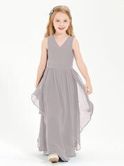 Robes de Demoiselle d'Honneur Junior en Mousseline de Style Boho Argent