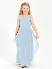 Robes de Demoiselle d'Honneur Junior en Mousseline de Style Boho Bleu Ciel