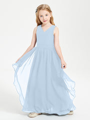 Robes de Demoiselle d'Honneur Junior en Mousseline de Style Boho Bleu Ciel