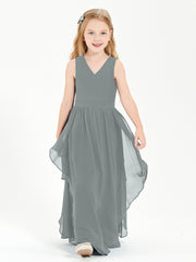 Robes de Demoiselle d'Honneur Junior en Mousseline de Style Boho Gris Acier