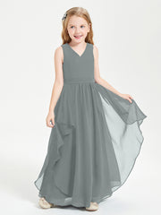 Robes de Demoiselle d'Honneur Junior en Mousseline de Style Boho Gris Acier