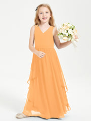 Robes de Demoiselle d'Honneur Junior en Mousseline de Style Boho Mandarine