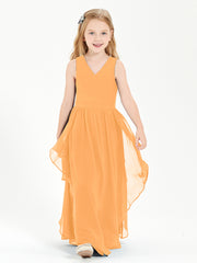 Robes de Demoiselle d'Honneur Junior en Mousseline de Style Boho Mandarine