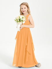 Robes de Demoiselle d'Honneur Junior en Mousseline de Style Boho Mandarine