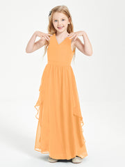 Robes de Demoiselle d'Honneur Junior en Mousseline de Style Boho Mandarine