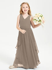 Robes de Demoiselle d'Honneur Junior en Mousseline de Style Boho Taupe