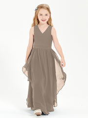 Robes de Demoiselle d'Honneur Junior en Mousseline de Style Boho Taupe