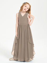 Robes de Demoiselle d'Honneur Junior en Mousseline de Style Boho Taupe