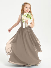 Robes de Demoiselle d'Honneur Junior en Mousseline de Style Boho Taupe