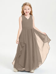 Robes de Demoiselle d'Honneur Junior en Mousseline de Style Boho Taupe