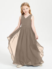 Robes de Demoiselle d'Honneur Junior en Mousseline de Style Boho Taupe