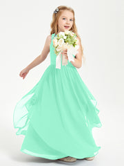 Robes de Demoiselle d'Honneur Junior en Mousseline de Style Boho Turquoise