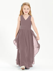 Robes de Demoiselle d'Honneur Junior en Mousseline de Style Boho Vintage Mauve