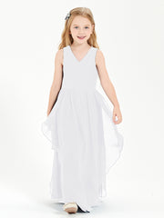 Robes de Demoiselle d'Honneur Junior en Mousseline de Style Boho Blanc
