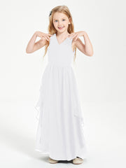 Robes de Demoiselle d'Honneur Junior en Mousseline de Style Boho Blanc