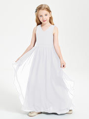 Robes de Demoiselle d'Honneur Junior en Mousseline de Style Boho Blanc