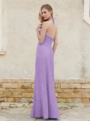 Robe Fourreau en Dentelle Longueur au Sol à Col Licou Tahiti