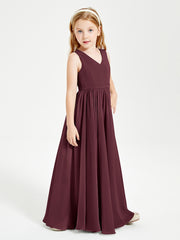 Robes de Demoiselle d'Honneur Junior Élégantes Sans Manches Cabernet