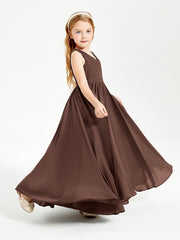 Robes de Demoiselle d'Honneur Junior Élégantes Sans Manches Chocolat