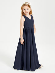 Robes de Demoiselle d'Honneur Junior Élégantes Sans Manches Bleu Marine