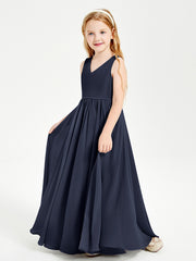 Robes de Demoiselle d'Honneur Junior Élégantes Sans Manches Bleu Marine