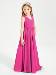 Robes de Demoiselle d'Honneur Junior Élégantes Sans Manches Fuchsia