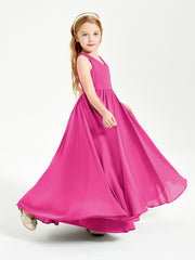Robes de Demoiselle d'Honneur Junior Élégantes Sans Manches Fuchsia