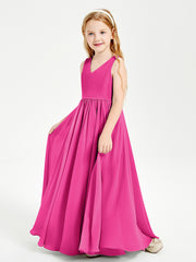 Robes de Demoiselle d'Honneur Junior Élégantes Sans Manches Fuchsia