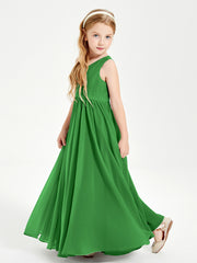 Robes de Demoiselle d'Honneur Junior Élégantes Sans Manches Vert