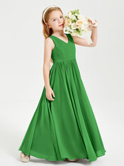 Robes de Demoiselle d'Honneur Junior Élégantes Sans Manches Vert