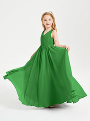 Robes de Demoiselle d'Honneur Junior Élégantes Sans Manches Vert
