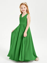 Robes de Demoiselle d'Honneur Junior Élégantes Sans Manches Vert
