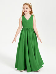 Robes de Demoiselle d'Honneur Junior Élégantes Sans Manches Vert