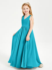 Robes de Demoiselle d'Honneur Junior Élégantes Sans Manches Jade