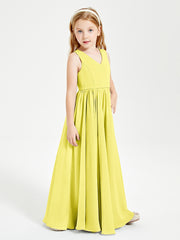 Robes de Demoiselle d'Honneur Junior Élégantes Sans Manches Citron