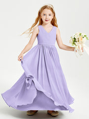 Robes de Demoiselle d'Honneur Junior Élégantes Sans Manches Lilas