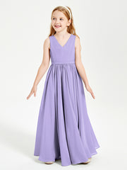 Robes de Demoiselle d'Honneur Junior Élégantes Sans Manches Lilas